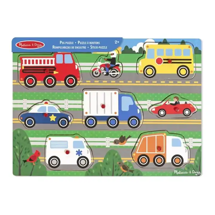 Melissa & Doug Knoppussel 8-bitar (Fordon) Erbjudandepris